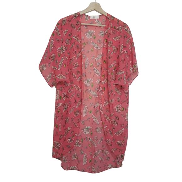 Love Crazy | Daisy Print Lightweight Sheer Open Front Kimono - Picture 1 of 4